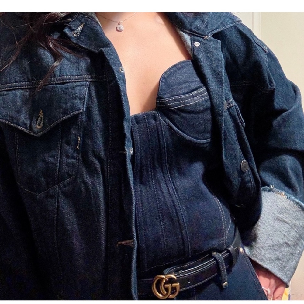 ZARA DENIM BUSTIER TOP - Picture 5 of 5